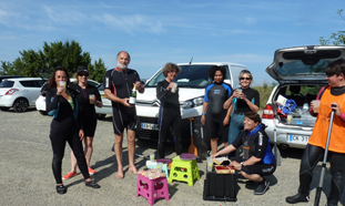 Ambiance du club de marche aquatique Corse encadrement des enfants.