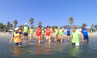 marche aquatique longe cote a l'hotel san Pellegrino.